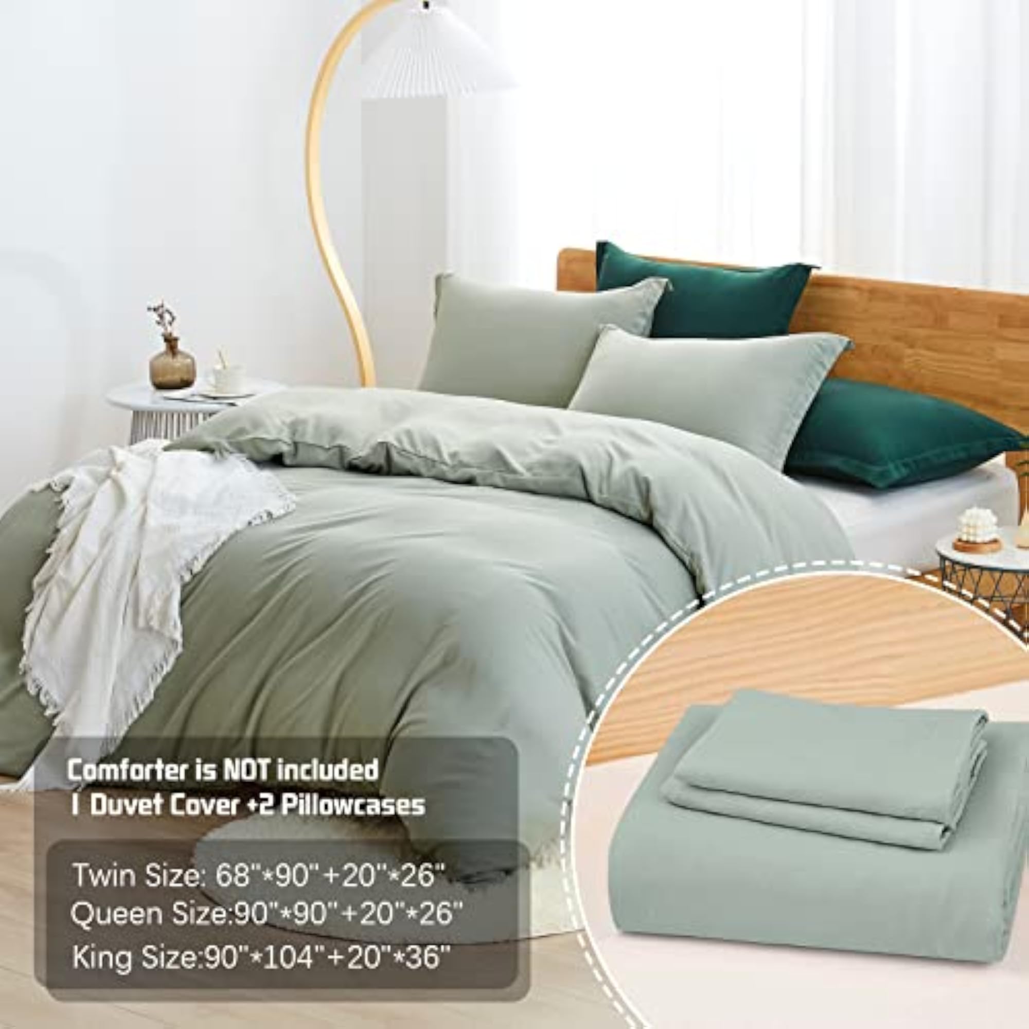 Solid Color 3pcs Duvet Cover Set, 100% Washed Microfiber